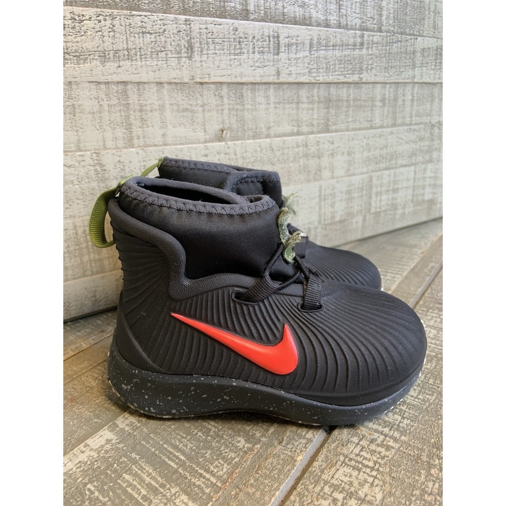Nike Binzie GS Red Black Sneaker Rain Boots Boys Shoes Size 6C Rubber